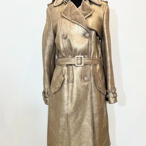 Vintage Metallic Gold Trench Coat